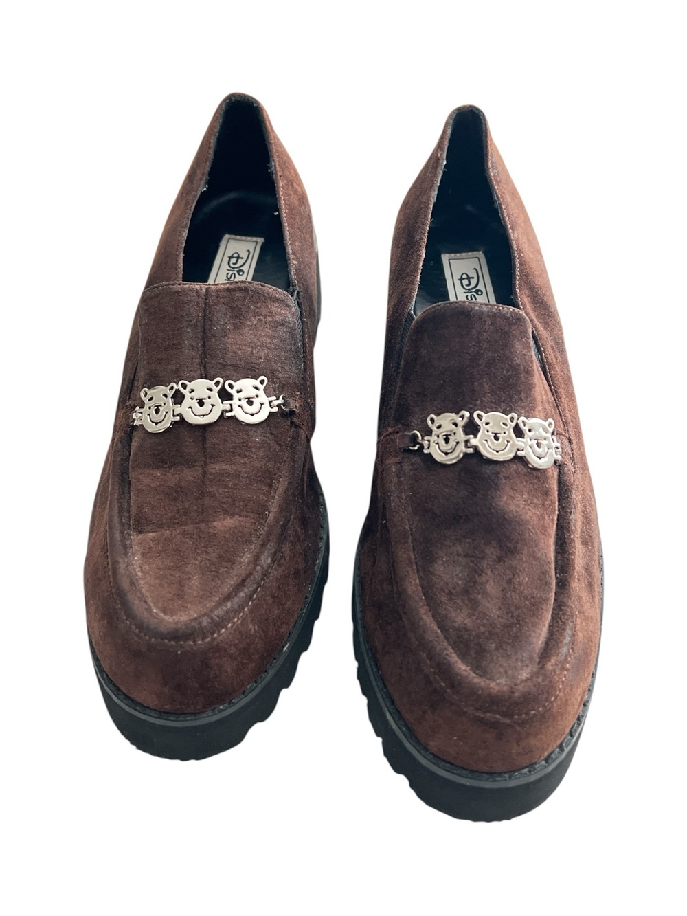 Disney x Winnie The Pooh Brown Faux‎ Suede Lug Loafers - Super Cute, 7.5/8
